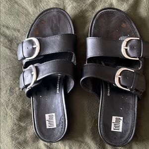 FitFlop Black Sandals Double-Strap Comfort